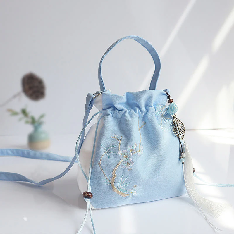 Borsa a tracolla in tela con fiori ricamati a mano con Buddha Stones - Image 36