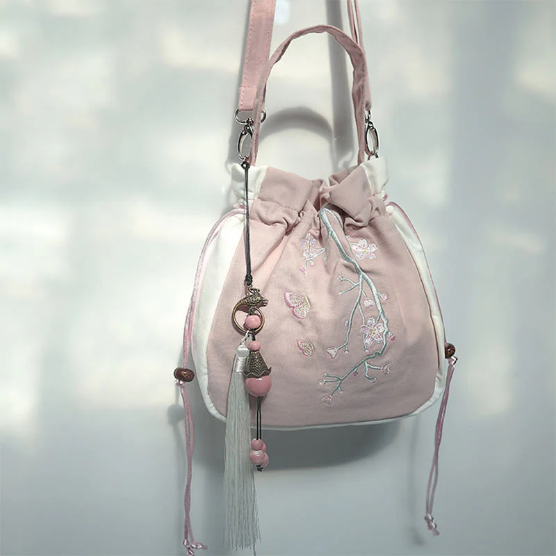 Borsa a tracolla in tela con fiori ricamati a mano con Buddha Stones - Image 49