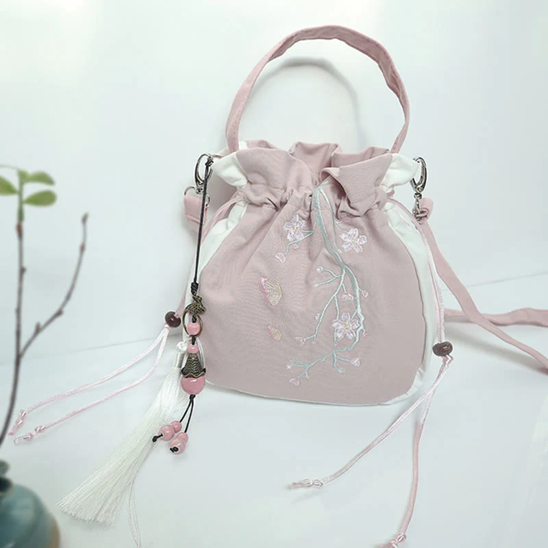 Borsa a tracolla in tela con fiori ricamati a mano con Buddha Stones - Image 50
