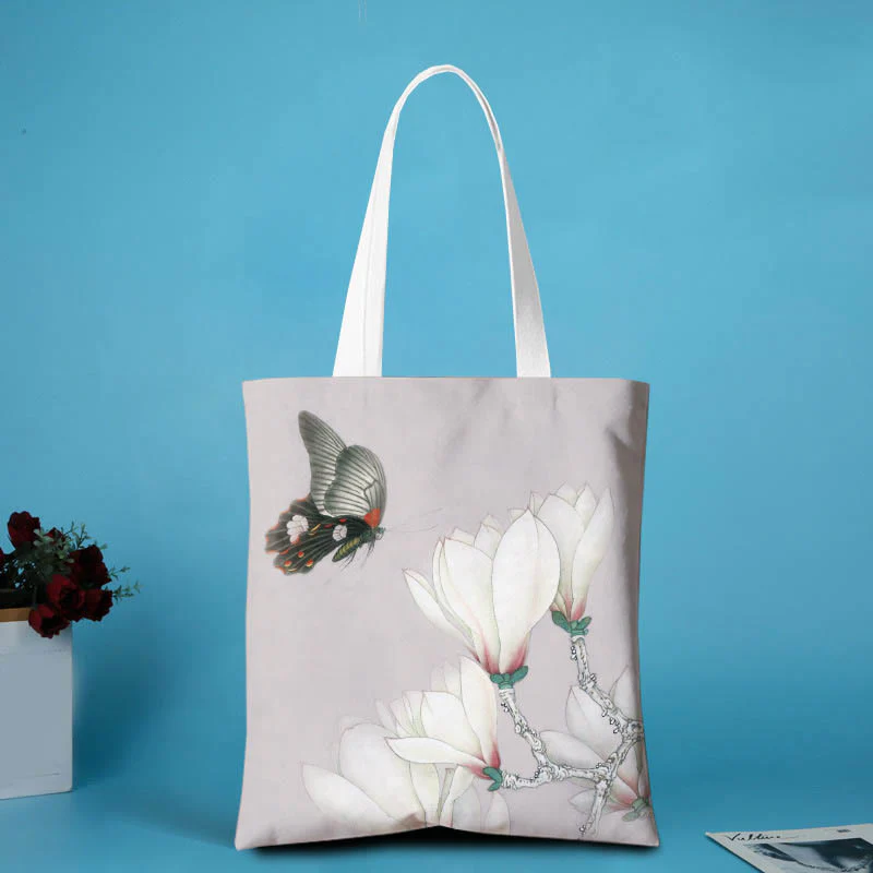 Borsa a tracolla in tela con motivo peonia Buddha Stones - Image 2