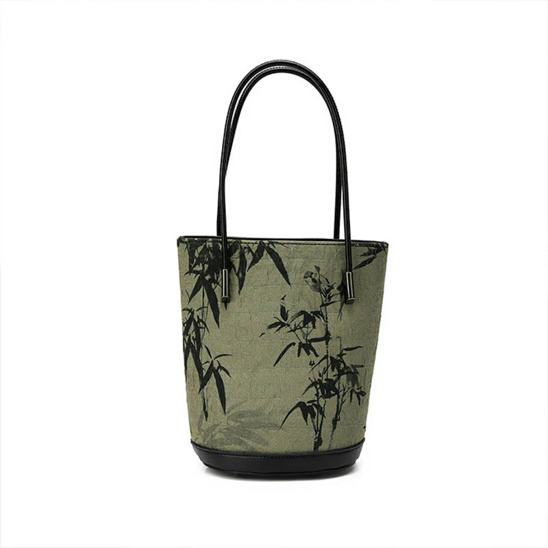 Borsa a tracolla vintage con stampa di bambù verde Buddha Stones - Image 5