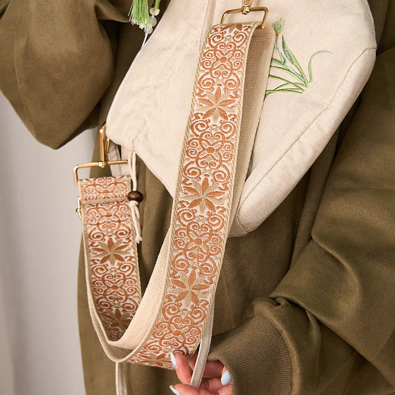 Borse a tracolla regolabili con cinturini di ricambio per borse a tracolla, borsetta con ricami geometrici, borse a tracolla in pietre Buddha Stones, stile bohémien, marrone beige - Image 6