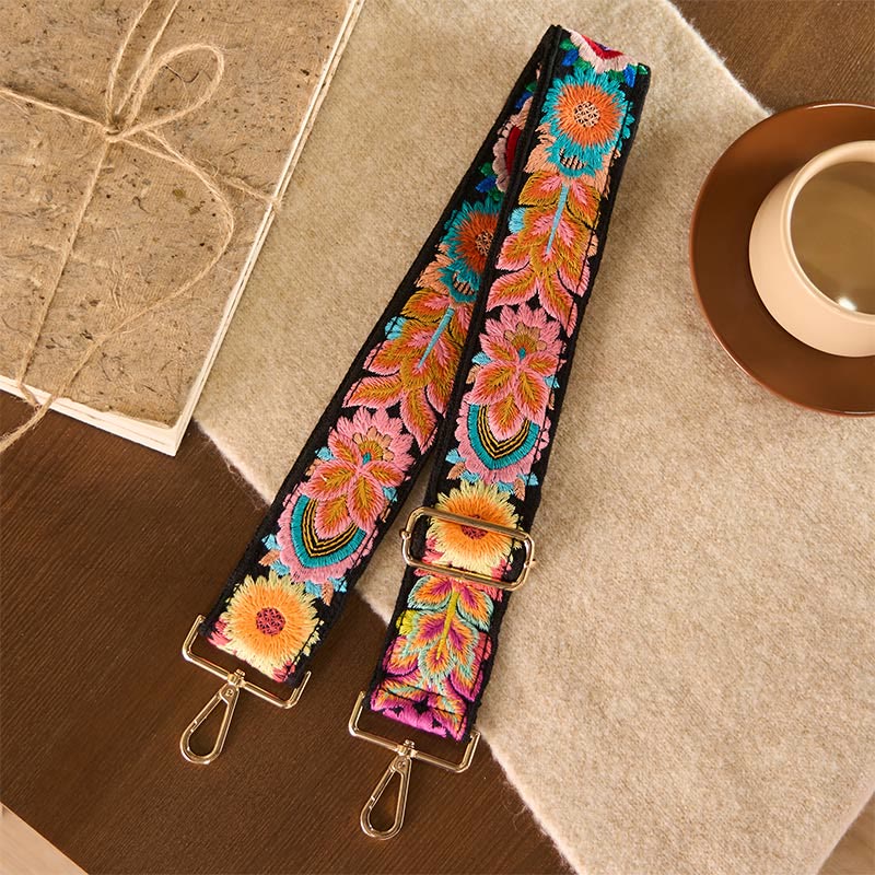 Borse a tracolla regolabili con ricami floreali multicolori Buddha Stones