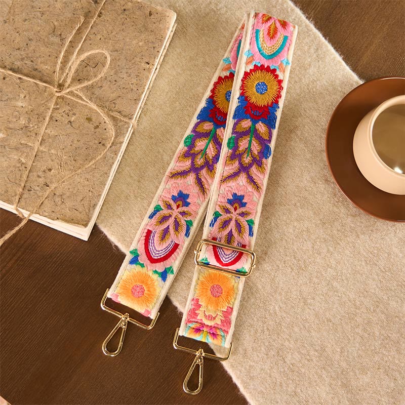 Borse a tracolla regolabili con ricami floreali multicolori Buddha Stones - Image 11