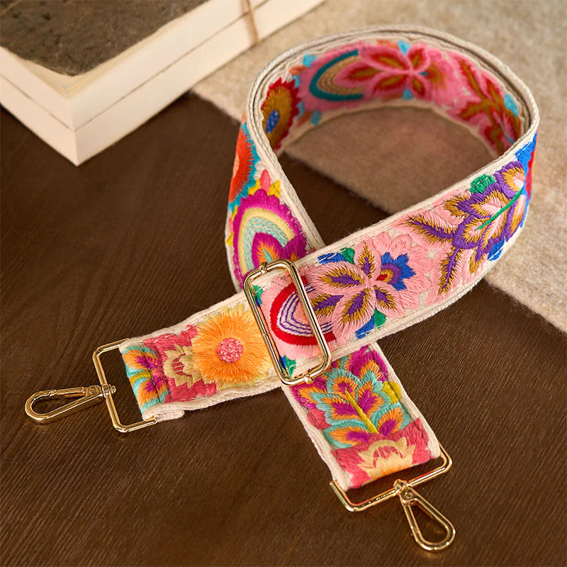 Borse a tracolla regolabili con ricami floreali multicolori Buddha Stones - Image 13