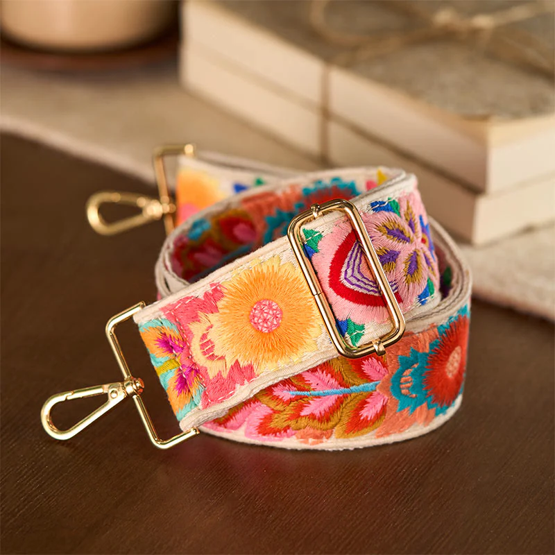 Borse a tracolla regolabili con ricami floreali multicolori Buddha Stones - Image 14
