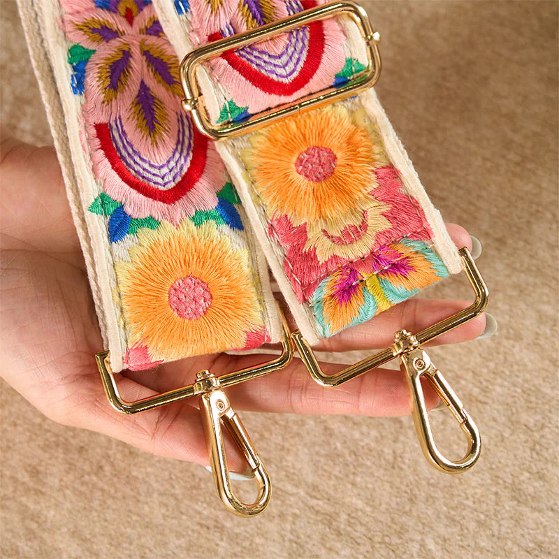 Borse a tracolla regolabili con ricami floreali multicolori Buddha Stones - Image 17