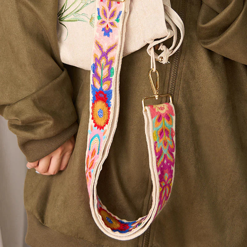 Borse a tracolla regolabili con ricami floreali multicolori Buddha Stones - Image 18