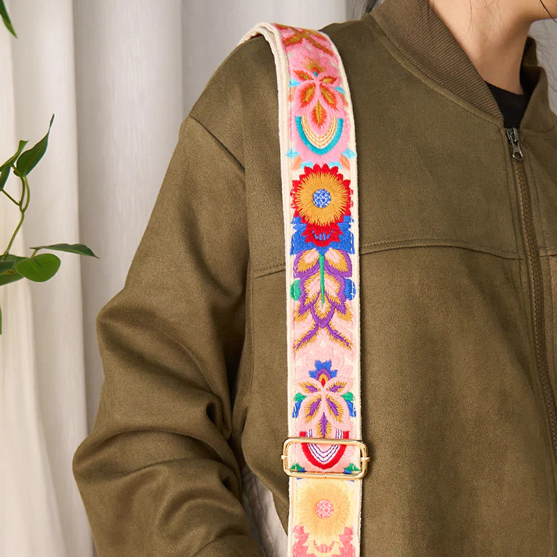Borse a tracolla regolabili con ricami floreali multicolori Buddha Stones - Image 19