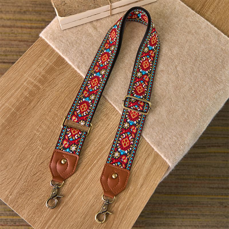 Borse a tracolla regolabili in jacquard con Buddha Stones, marrone e nero, con tracolla in cartamo - Image 2