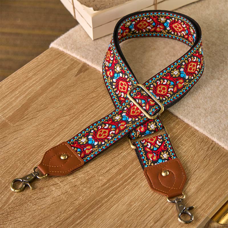 Borse a tracolla regolabili in jacquard con Buddha Stones, marrone e nero, con tracolla in cartamo - Image 3