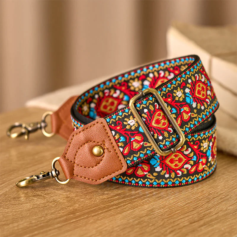 Borse a tracolla regolabili in jacquard con Buddha Stones, marrone e nero, con tracolla in cartamo - Image 4
