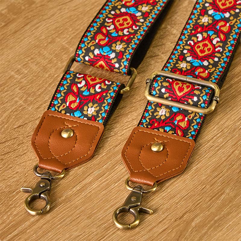 Borse a tracolla regolabili in jacquard con Buddha Stones, marrone e nero, con tracolla in cartamo - Image 5