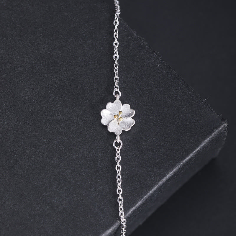 Bracciale a catena con benedizione dei fiori di ciliegio in argento sterling 925 Buddha Stones - Image 3