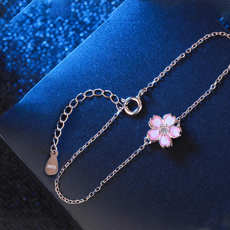 Bracciale a catena con benedizione in fiore di ciliegio in argento sterling 925 Buddha Stones, anello girevole - Image 10