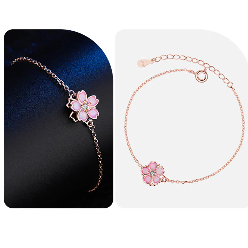 Bracciale a catena con benedizione in fiore di ciliegio in argento sterling 925 Buddha Stones, anello girevole - Image 12