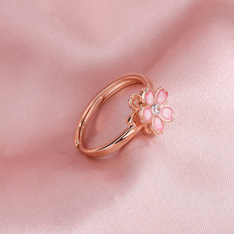 Bracciale a catena con benedizione in fiore di ciliegio in argento sterling 925 Buddha Stones, anello girevole - Image 16