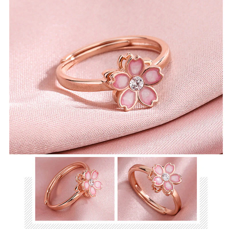 Bracciale a catena con benedizione in fiore di ciliegio in argento sterling 925 Buddha Stones, anello girevole - Image 18