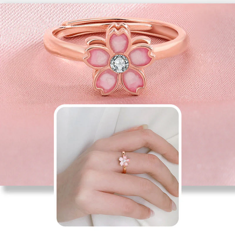 Bracciale a catena con benedizione in fiore di ciliegio in argento sterling 925 Buddha Stones, anello girevole - Image 21