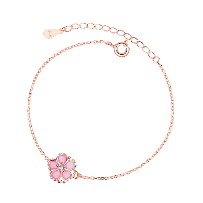 Bracciale a catena con benedizione in fiore di ciliegio in argento sterling 925 Buddha Stones, anello girevole - Image 7