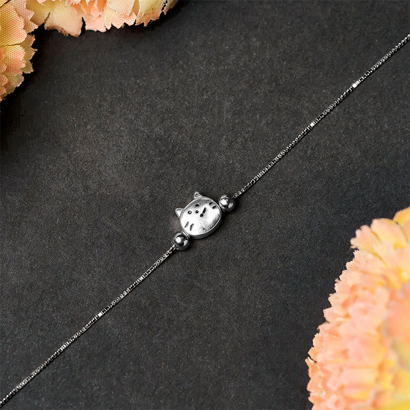 Bracciale a catena con mini gatto in argento sterling 925 Buddha Stones - Image 4