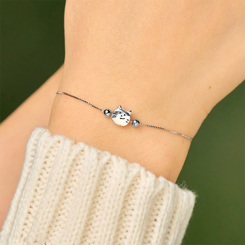 Bracciale a catena con mini gatto in argento sterling 925 Buddha Stones - Image 5