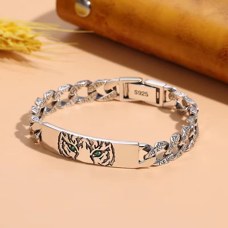 Bracciale a catena con polsino portafortuna in rame Tiger - Image 4