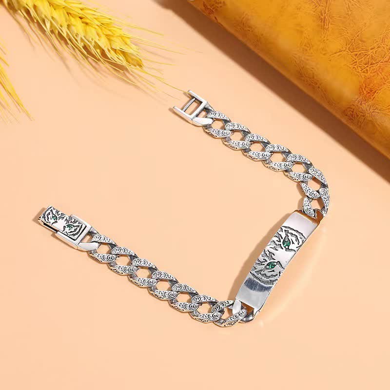 Bracciale a catena con polsino portafortuna in rame Tiger - Image 5