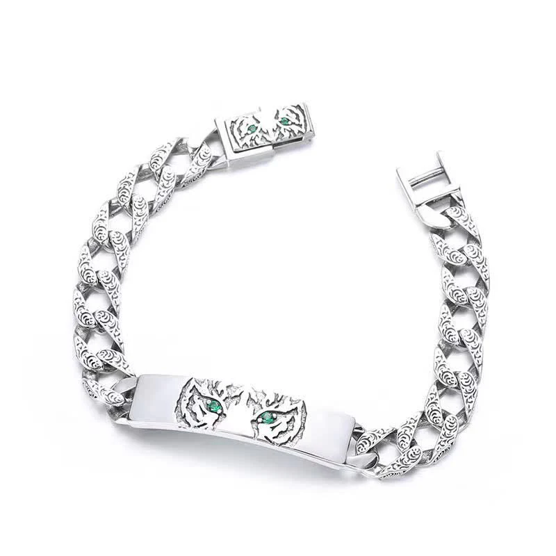 Bracciale a catena con polsino portafortuna in rame Tiger - Image 9