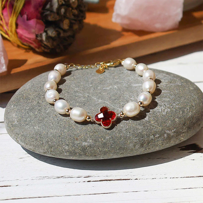 Bracciale a catena con quadrifoglio Buddha Stones, perle e ricchezza - Image 2