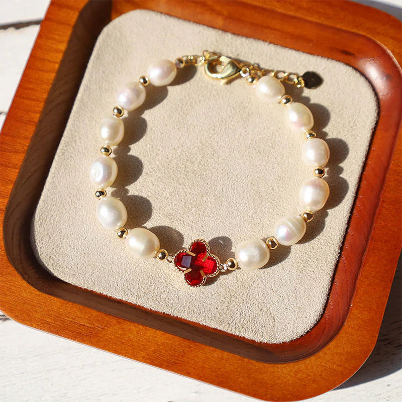 Bracciale a catena con quadrifoglio Buddha Stones, perle e ricchezza - Image 3
