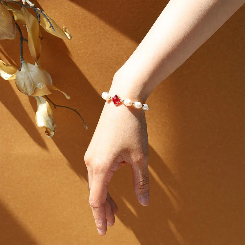 Bracciale a catena con quadrifoglio Buddha Stones, perle e ricchezza - Image 4