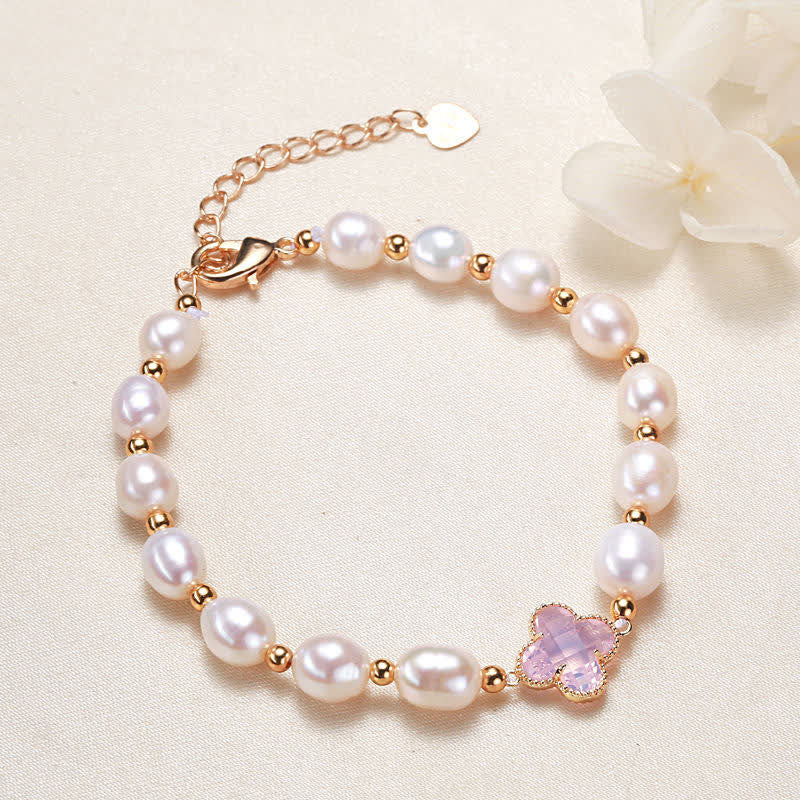 Bracciale a catena con quadrifoglio Buddha Stones, perle e ricchezza - Image 9