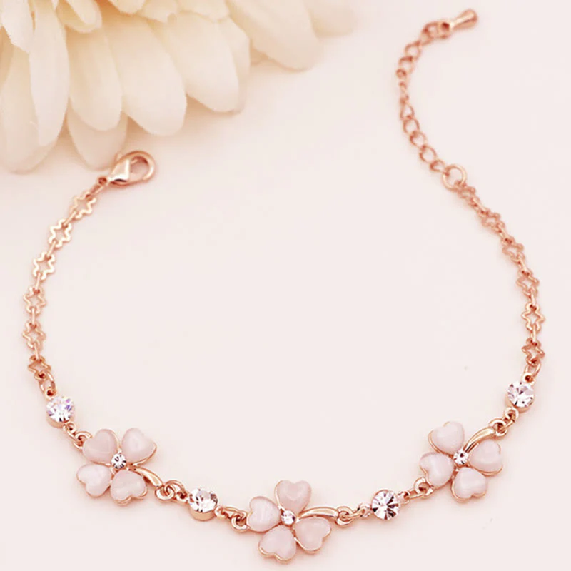 Bracciale a catena con quadrifoglio e cristallo rosa Buddha Stones Love - Image 4