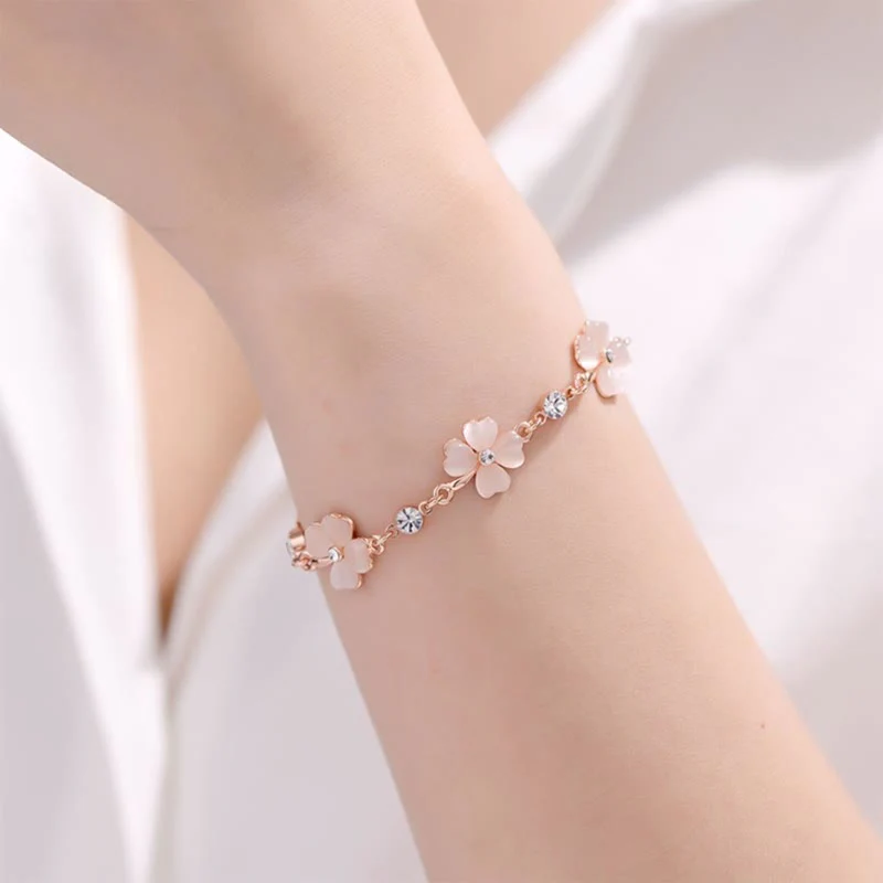Bracciale a catena con quadrifoglio e cristallo rosa Buddha Stones Love - Image 6