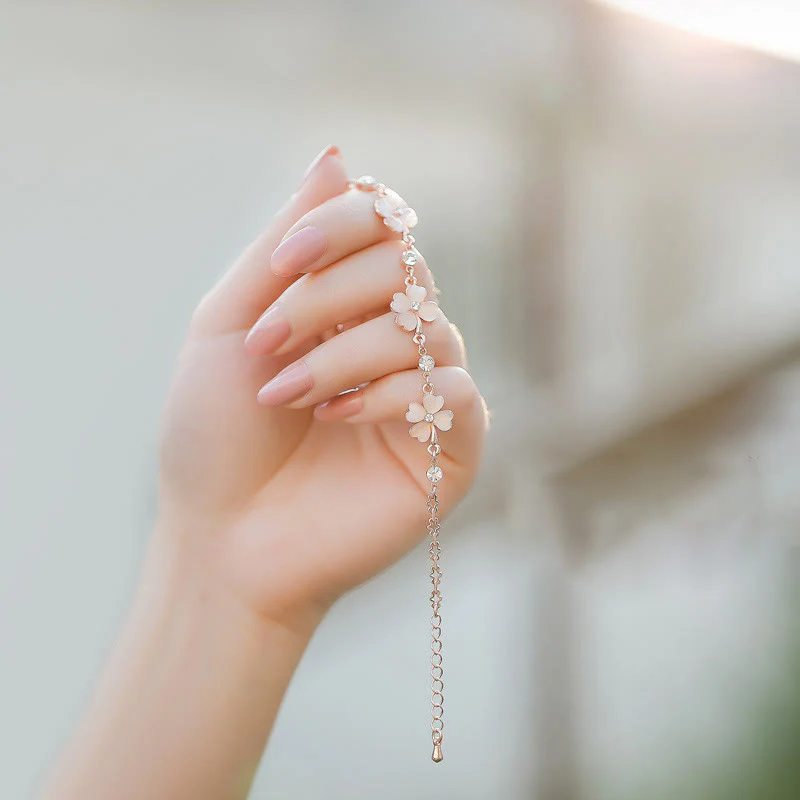 Bracciale a catena con quadrifoglio e cristallo rosa Buddha Stones Love - Image 9