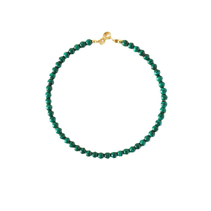 Bracciale anti-ansia in rame placcato oro 14k con perline di malachite naturale da 4 mm Buddha Stones - Image 14
