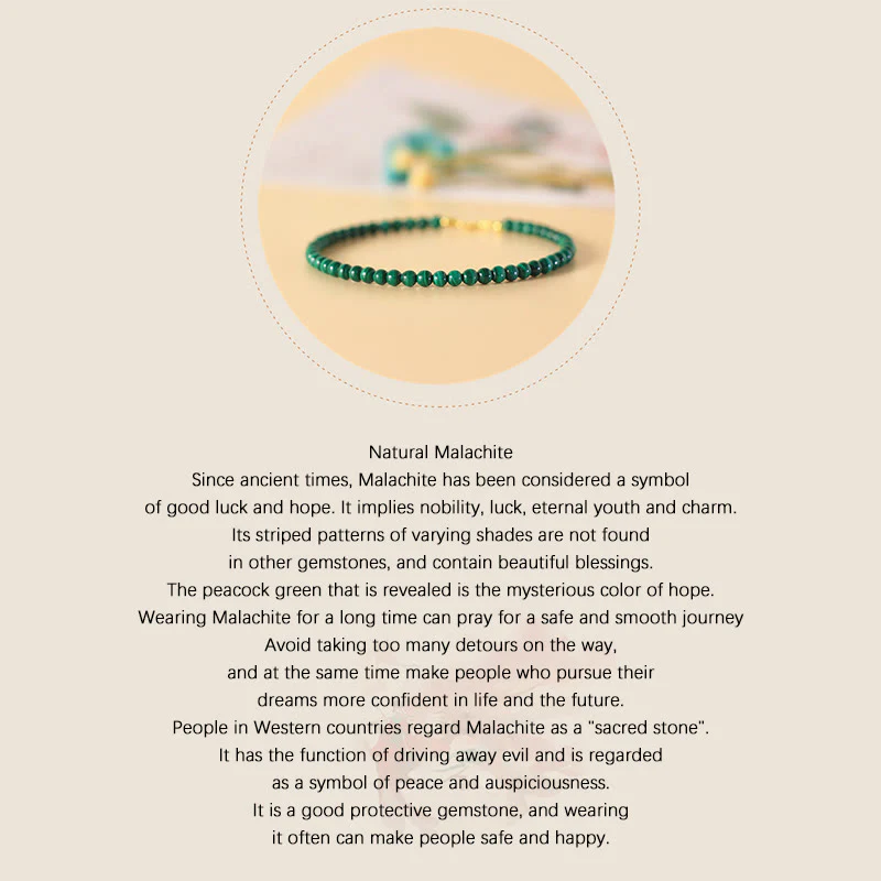 Bracciale anti-ansia in rame placcato oro 14k con perline di malachite naturale da 4 mm Buddha Stones - Image 7