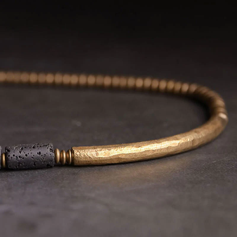 Bracciale avvolgente multistrato in perline di rame e roccia lavica vintage Buddha Stones - Image 11