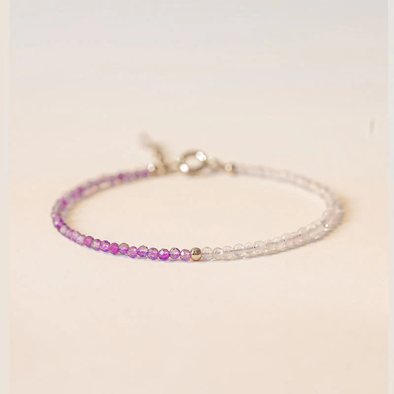 Bracciale Buddha Stones 2,5 mm Ametista naturale Perline ultrasottili Rame placcato oro 14k Inner Peace