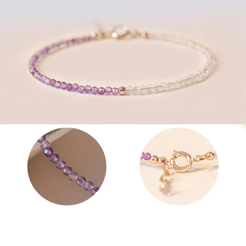 Bracciale Buddha Stones 2,5 mm Ametista naturale Perline ultrasottili Rame placcato oro 14k Inner Peace - Image 12
