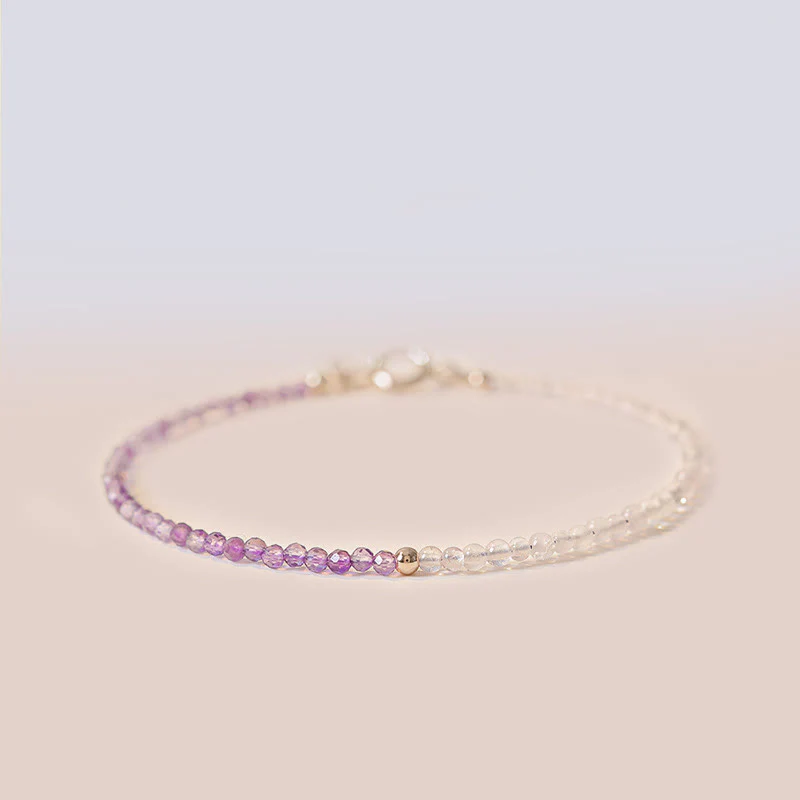 Bracciale Buddha Stones 2,5 mm Ametista naturale Perline ultrasottili Rame placcato oro 14k Inner Peace - Image 15