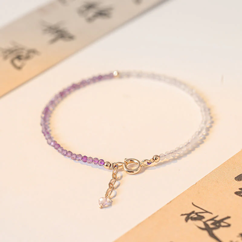 Bracciale Buddha Stones 2,5 mm Ametista naturale Perline ultrasottili Rame placcato oro 14k Inner Peace - Image 3