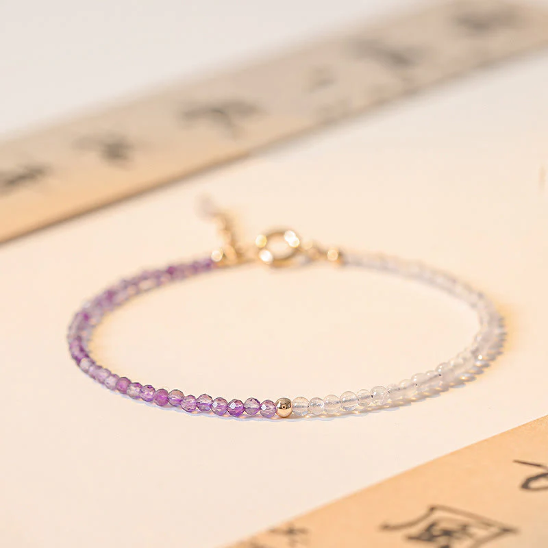 Bracciale Buddha Stones 2,5 mm Ametista naturale Perline ultrasottili Rame placcato oro 14k Inner Peace - Image 4