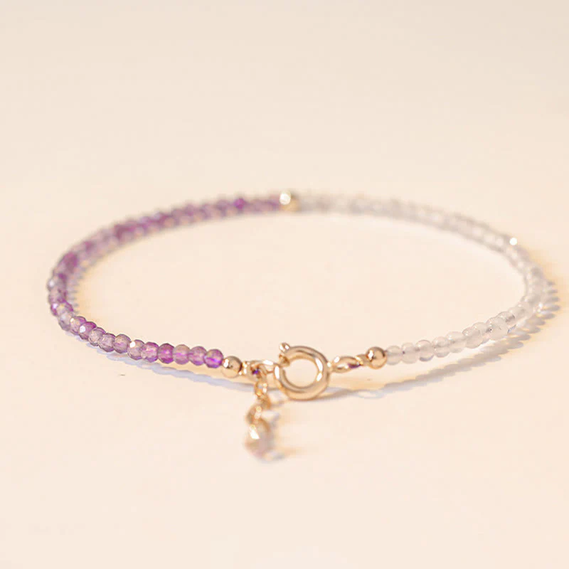 Bracciale Buddha Stones 2,5 mm Ametista naturale Perline ultrasottili Rame placcato oro 14k Inner Peace - Image 5