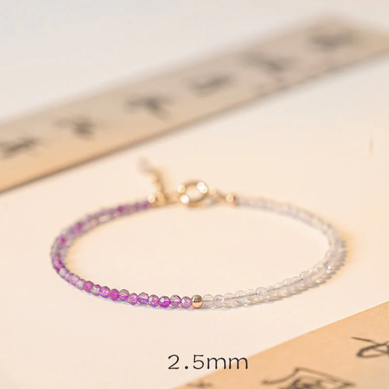 Bracciale Buddha Stones 2,5 mm Ametista naturale Perline ultrasottili Rame placcato oro 14k Inner Peace - Image 9