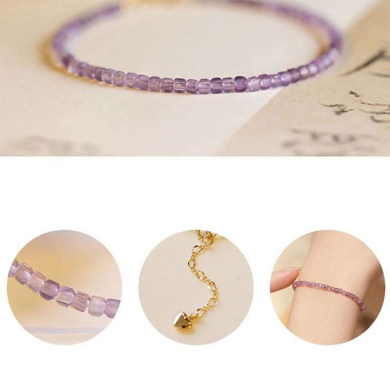 Bracciale Buddha Stones 2,5 mm Ametista naturale Perline ultrasottili Rame placcato oro 14k Inner Peace - Image 11