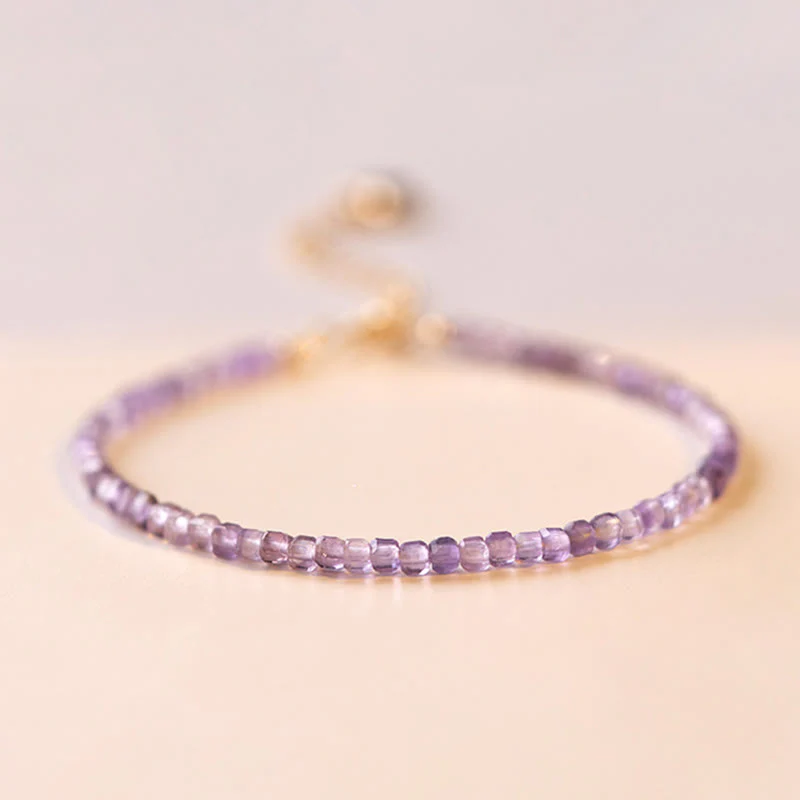 Bracciale Buddha Stones 2,5 mm Ametista naturale Perline ultrasottili Rame placcato oro 14k Inner Peace - Image 8