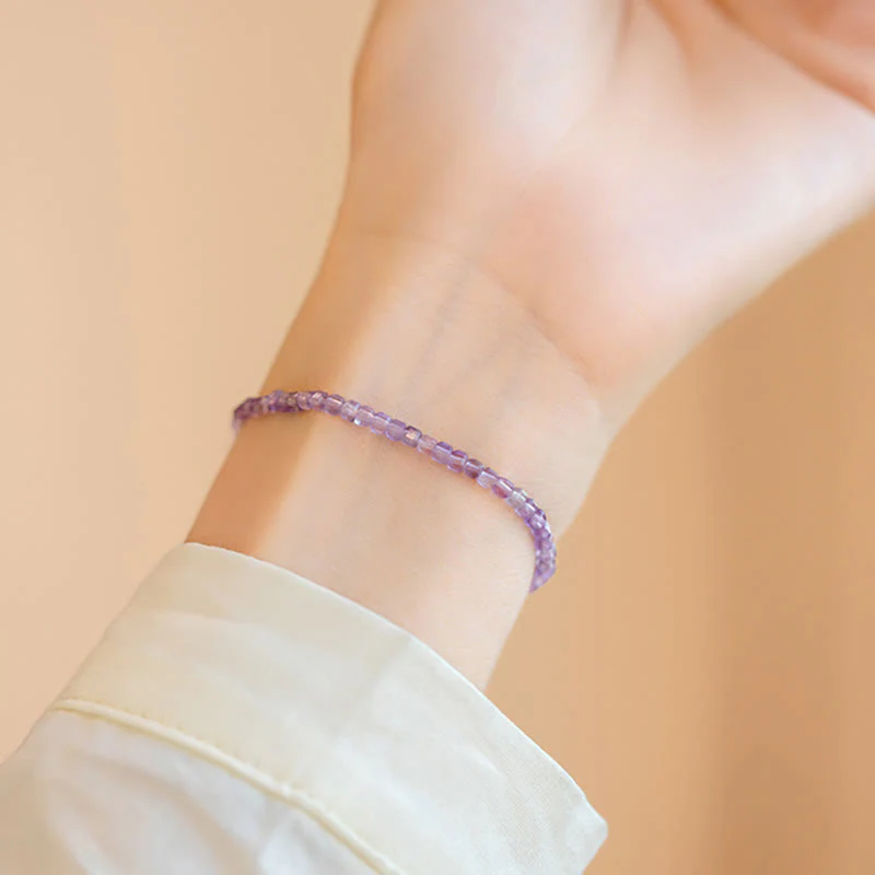 Bracciale Buddha Stones 2,5 mm Ametista naturale Perline ultrasottili Rame placcato oro 14k Inner Peace - Image 9