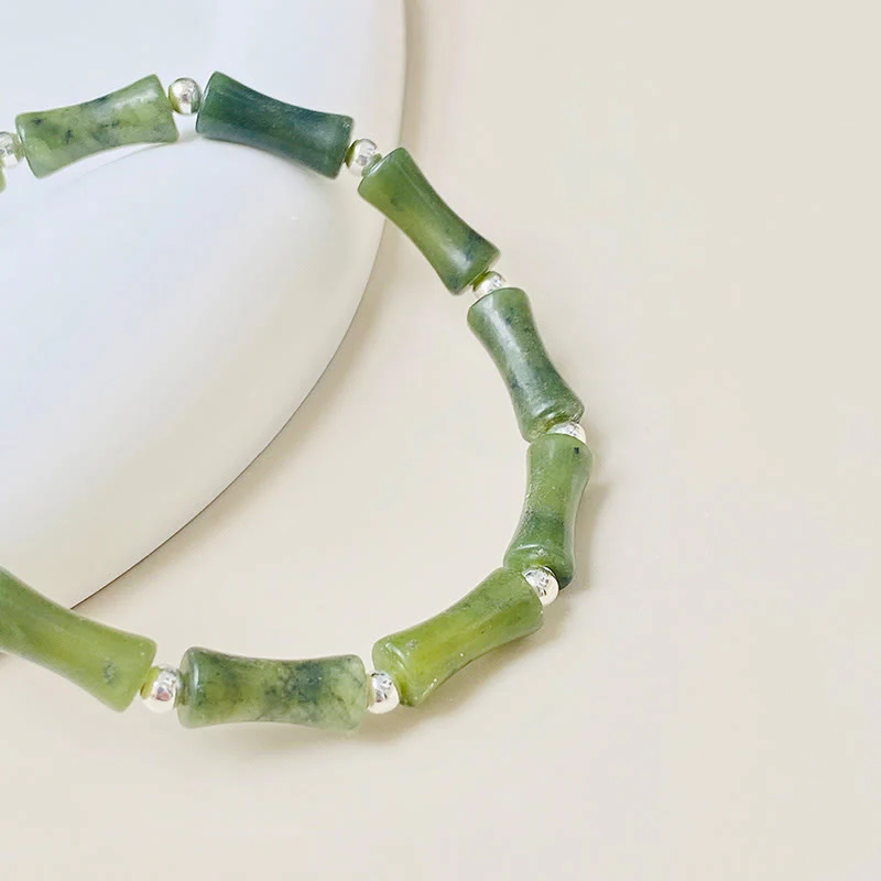 Bracciale Buddha Stones 925 Sterling Silver Bamboo Jade Lucky Cat Fu Character Luck Abundance - Image 4